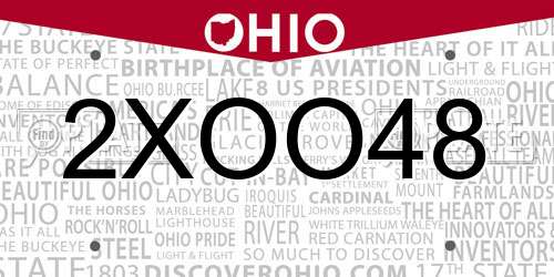 2XOO48 Ohio License Plate
