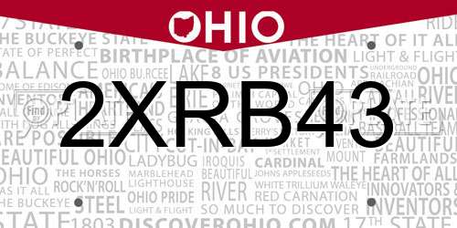 2XRB43 Ohio License Plate