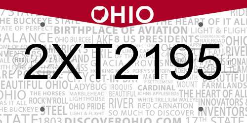 2XT2195 Ohio License Plate