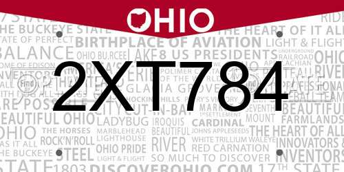 2XT784 Ohio License Plate