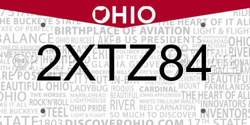 2XTZ84 Ohio License Plate