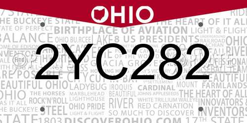 2YC282 Ohio License Plate