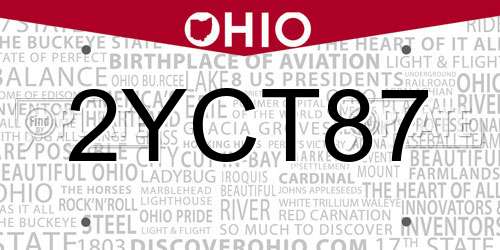 2YCT87 Ohio License Plate