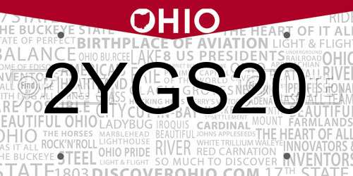 2YGS20 Ohio License Plate