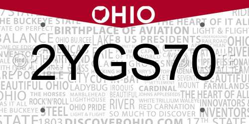 2YGS70 Ohio License Plate