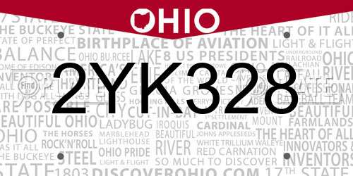 2YK328 Ohio License Plate