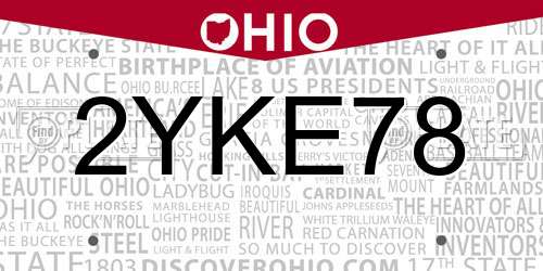 2YKE78 Ohio License Plate