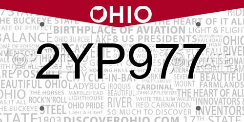 2YP977 Ohio License Plate