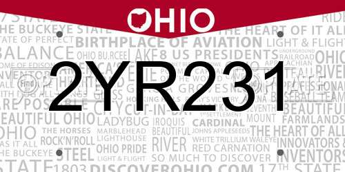 2YR231 Ohio License Plate