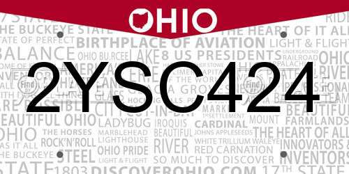 2YSC424 Ohio License Plate