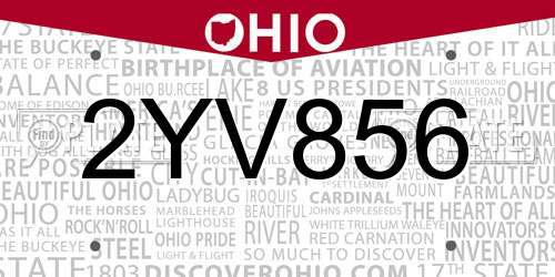 2YV856 Ohio License Plate