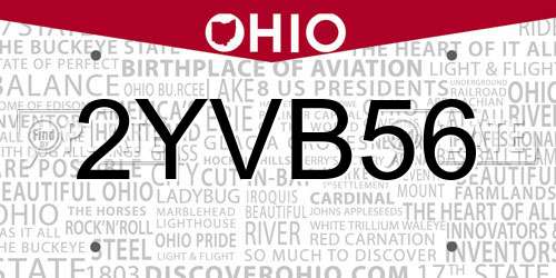 2YVB56 Ohio License Plate
