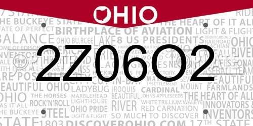 2Z06O2 Ohio License Plate