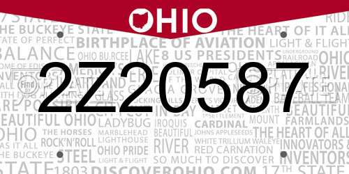 2Z20587 Ohio License Plate