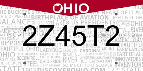 2Z45T2 Ohio License Plate