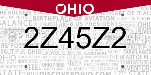 2Z45Z2 Ohio License Plate