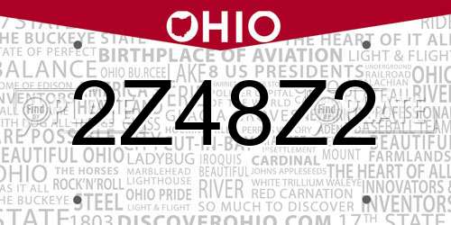 2Z48Z2 Ohio License Plate