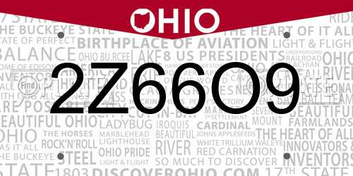 2Z66O9 Ohio License Plate