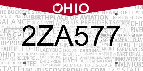 2ZA577 Ohio License Plate