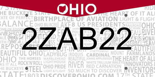 2ZAB22 Ohio License Plate