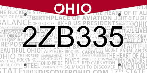 2ZB335 Ohio License Plate