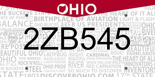 2ZB545 Ohio License Plate