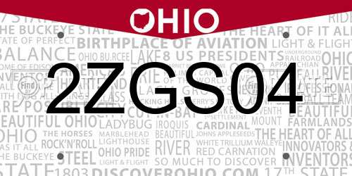 2ZGS04 Ohio License Plate