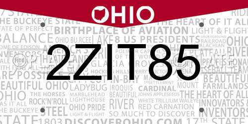 2ZIT85 Ohio License Plate