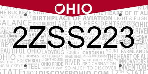 2ZSS223 Ohio License Plate