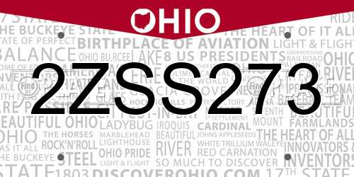 2ZSS273 Ohio License Plate
