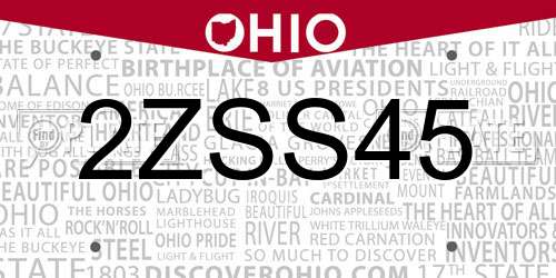 2ZSS45 Ohio License Plate