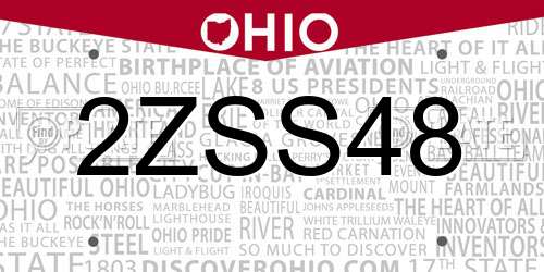 2ZSS48 Ohio License Plate