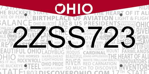 2ZSS723 Ohio License Plate