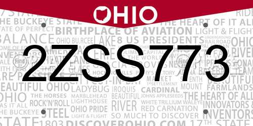 2ZSS773 Ohio License Plate