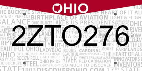 2ZTO276 Ohio License Plate