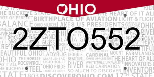 2ZTO552 Ohio License Plate