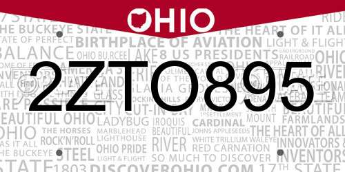 2ZTO895 Ohio License Plate