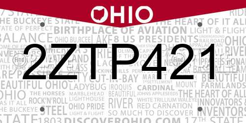 2ZTP421 Ohio License Plate