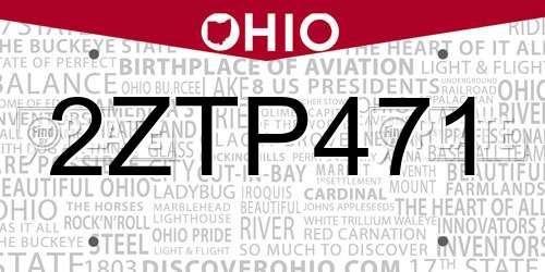 2ZTP471 Ohio License Plate