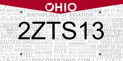 2ZTS13 Ohio License Plate