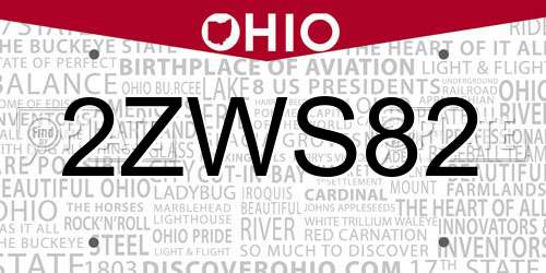 2ZWS82 Ohio License Plate