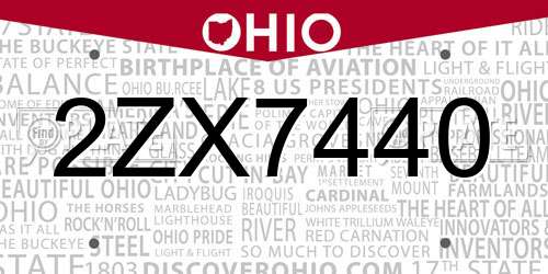 2ZX7440 Ohio License Plate