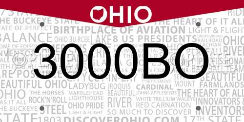 3000BO Ohio License Plate