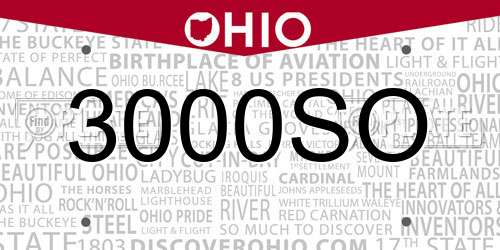 3000SO Ohio License Plate