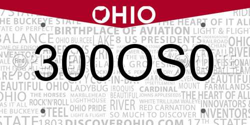 300OS0 Ohio License Plate