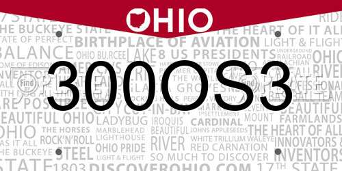 300OS3 Ohio License Plate