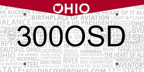 300OSD Ohio License Plate