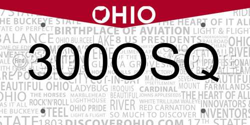 300OSQ Ohio License Plate
