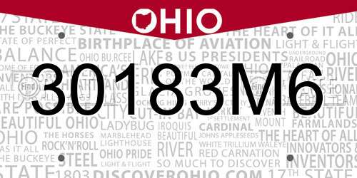 30183M6 Ohio License Plate