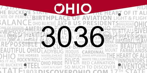 3036 Ohio License Plate